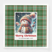 Jolly Christmas Snowman Napkins Personalized Kids  (正面)