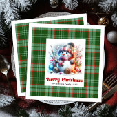 Jolly Christmas snowman watercolor kids napkins 