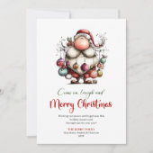 Jolly Funny Santa Classic Red Green Christmas Card シーズンカード (正面)