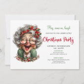 Jolly Holiday Grandma Cartoon Xmas Party Invite 招待状 (正面)