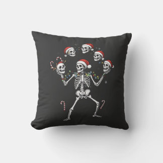 Jolly Juggling Skeleton Throw Pillow クッション