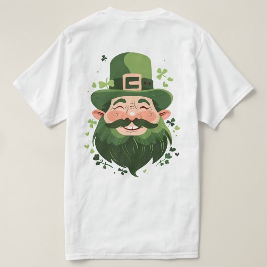 Jolly Leprechaun St. Patrick’s Day 3D Illustration Tシャツ (デザイン裏面)