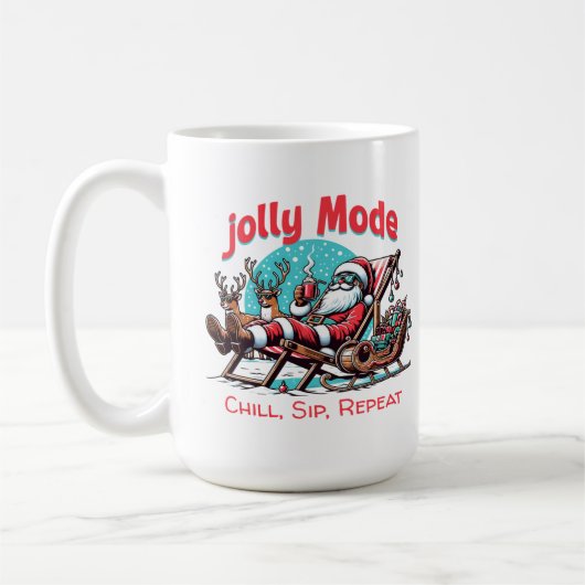 Jolly Mode Santa Chill Sip Repeat  for Coworker コーヒーマグカップ (左)