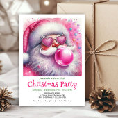 Jolly pink santa chewing gum watercolor holiday  招待状