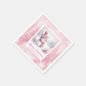 Jolly Pink Snowman Christmas Scene Napkins Kids   スタンダードカクテルナプキン (角)