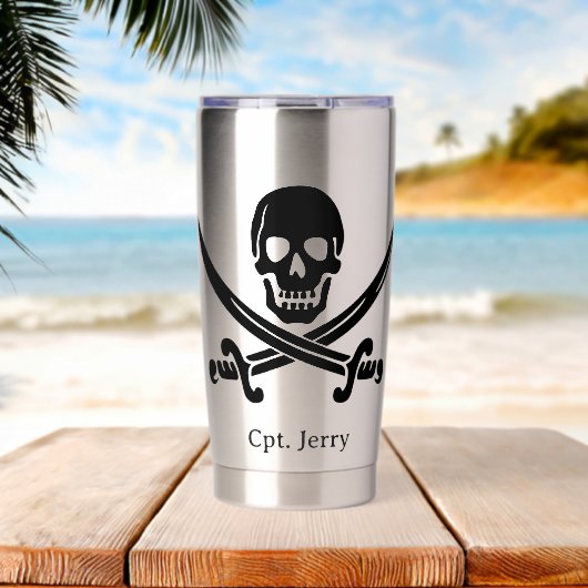 Jolly Roger Pirate Custom 保温保冷タンブラー (ビーチ (回転後))