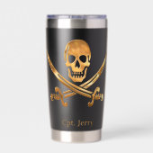 Jolly Roger Pirate Gold Custom 保温保冷タンブラー (背面)