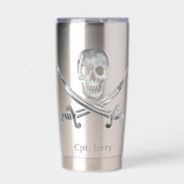 Jolly Roger Pirate Silver Custom 保温保冷タンブラー (正面)