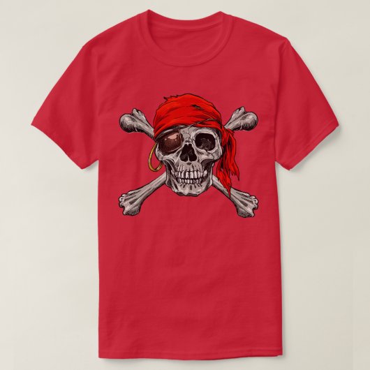 Jolly Roger Pirate Skull Crossbones Halloween Cost Tシャツ (デザイン正面)