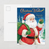 Jolly Santa Christmas Wishes Especially For You シーズンポストカード (正面/裏面)