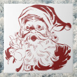 Jolly Santa Claus in Red Fun Retro Merry Christmas タイル<br><div class="desc">Vintage illustration Christmas holiday image featuring a jolly Santa Claus in red. He has his trademark fuzzy hat and long white beard. Classic 50s kitsch design.</div>