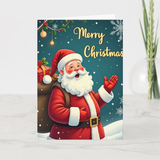Jolly Santa Claus Merry Christmas Greeting Card シーズンカード (正面)