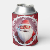 Jolly Santa Claus Surrounded by Snowflakes 缶クーラー (缶正面)