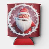 Jolly Santa Claus Surrounded by Snowflakes 缶クーラー (正面)