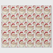 Jolly Santa Face White ラッピングペーパー (フラット)