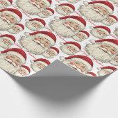 Jolly Santa Face White ラッピングペーパー (角)
