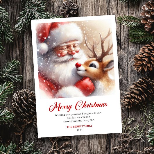 Jolly Santa Rudolph Classic Art Christmas Greeting シーズンカード