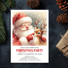 Jolly Santa Rudolph Holiday Party Invitation 招待状