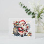 Jolly Santa with Gifts - Holiday Postcard  シーズンポストカード (スタンド正面)