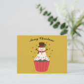 Jolly Snowman on a Cupcake Christmas Card ポストカード (スタンド正面)
