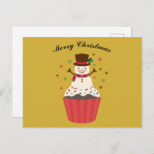 Jolly Snowman on a Cupcake Christmas Card ポストカード (正面/裏面)