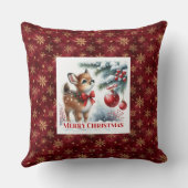 Jolly snowy forest baby deer kids room decor  クッション (裏面)