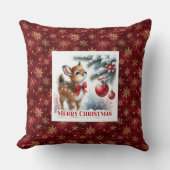 Jolly snowy forest baby deer kids room decor  クッション (正面)
