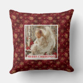 Jolly Victorian Angel Red and Gold Holiday Pillow クッション (裏面)
