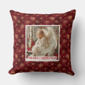 Jolly Victorian Angel Red and Gold Holiday Pillow クッション (正面)
