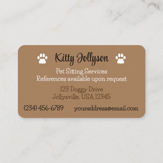 JollyKinsかわいいペット座る 名刺 (裏面)