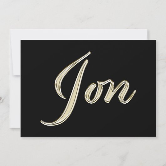 Jon Name white gold Handwriting Karte カード (正面)