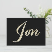 Jon Name white gold Handwriting Karte カード (スタンド正面)