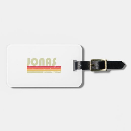 JONASギフト名パーソナライズされたおもしろいレトロヴィンテージB ラゲッジタグ (正面横)