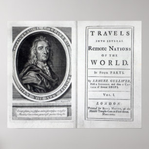 Jonathan Swift, 1726による「ガリバー旅行記」 ポスター
