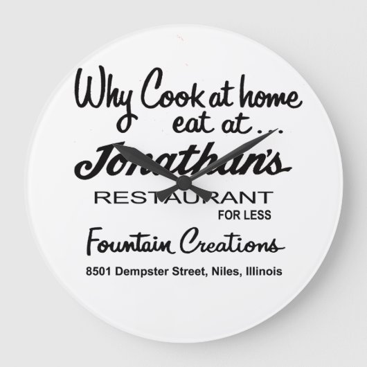 Jonathan's Restaurant, Niles, IL ラージ壁時計 (正面)