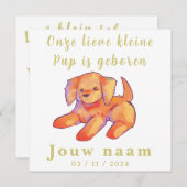 Jongen, meisje geboortekaartje, golden retriever,  (正面/裏面)