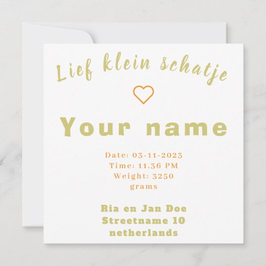 Jongen, meisje geboortekaartje, golden retriever,  (裏面)