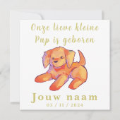 Jongen, meisje geboortekaartje, golden retriever,  (正面)