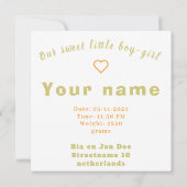 Jongen, meisje geboortekaartje, golden retriever,  (裏面)