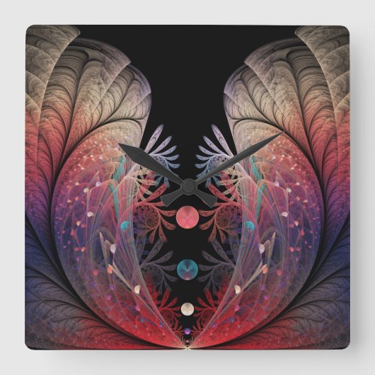 Jonglage抽象芸術モダンファンタジーFractal Art スクエア壁時計 (正面)