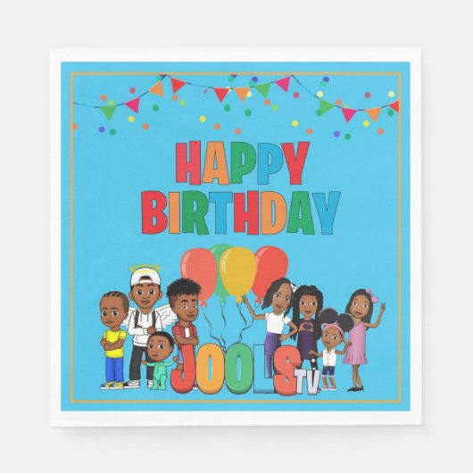 JOOLS TV ®️ Blue紙6.5 in Napkins スタンダードランチョンナプキン (正面)