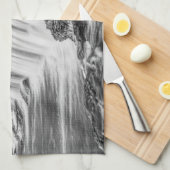 Joplin Grand滝概要グレースケール キッチンタオル (四つ折り)