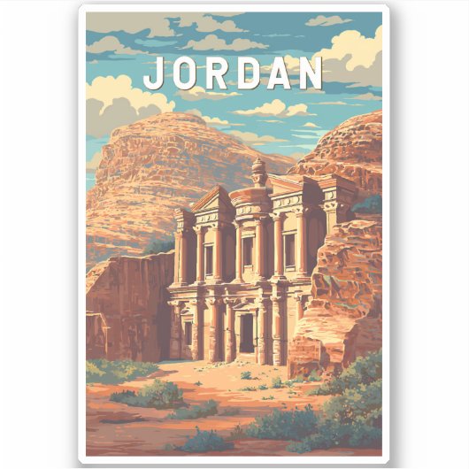 Jordan Illustration Travel Art Vintage シール (正面)