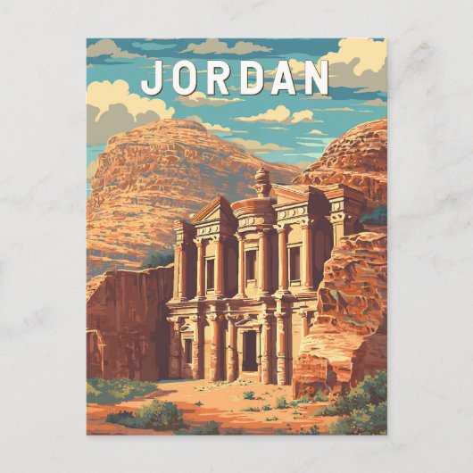 Jordan Illustration Travel Art Vintage ポストカード (正面)