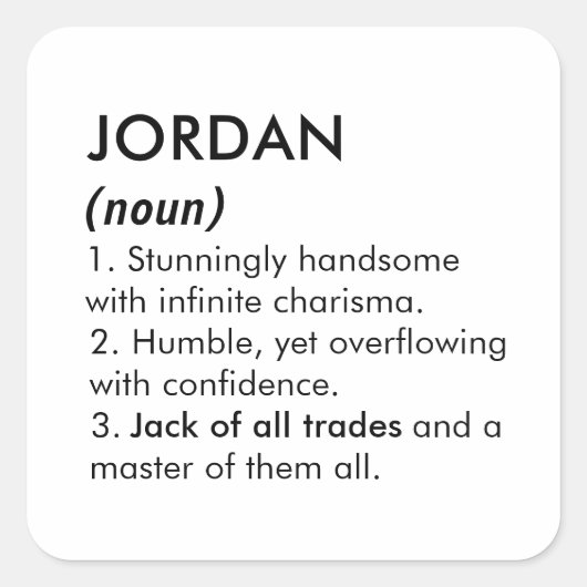 Jordan name, Editable name, Custom name スクエアシール (正面)