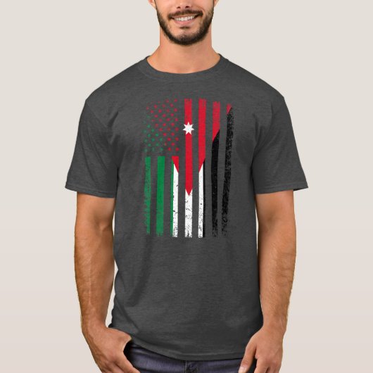 Jordan USA Flag 4th of July American Jordanian Tシャツ (正面)