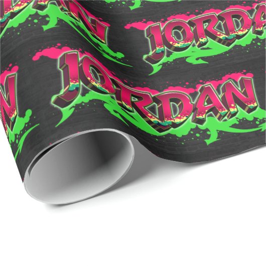 Jordan Vorname Name Graffiti red green ラッピングペーパー (ロールコーナー)