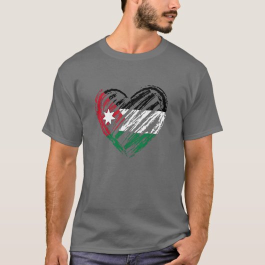 Jordanian Flag Heart In Hand Drawing For Jordanian Tシャツ (正面)