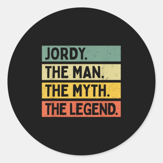 Jordy The Man The Myth The Legend Funny Personaliz ラウンドシール (正面)