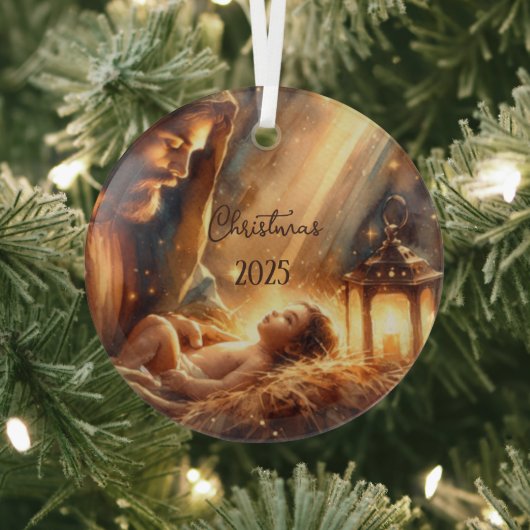 Joseph and Baby Jesus Ornament ガラスオーナメント (インサイチュ)